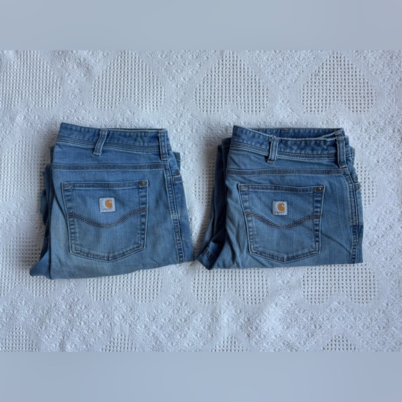 Carhartt Denim - (2) Light Wash Women’s Carhartt Work Pants